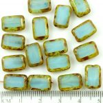 Rectangle Table Cut Flat Czech Beads - Picasso Brown Blue Opal - 12mm