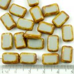 Rectangle Table Cut Flat Czech Beads - Picasso Brown Opaque Gray Grey - 12mm
