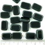 Rectangle Table Cut Flat Czech Beads - Matte Opaque Jet Black - 12mm