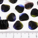 Flower Petal Czech Beads - Crystal Green Purple Opal Mix - 14mm