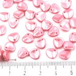 Flower Petal Czech Beads - Pastel Pearl Light Coral Red - 8mm