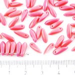 Dagger Leaf Czech Beads - Opaque Pink - 11mm