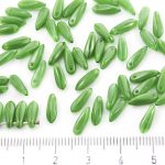 Dagger Leaf Czech Beads - Opaque Dark Green - 11mm