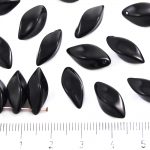 Flower Petal Twisted Czech Beads - Opaque Jet Black - 16mm