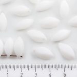 Flower Petal Twisted Czech Beads - Matte White Alabaster Opal Frosted Sea Glass - 16mm