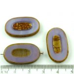 Oval Flat Table Cut Czech Beads - Picasso Silk Purple Brown Opal - 26mm