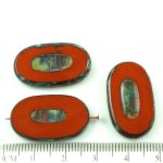 Oval Flat Table Cut Czech Beads - Picasso Brown - 26mm
