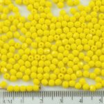 Round Faceted Fire Polished Czech Beads - Opaque Citrine Yellow Lemon - 3mm