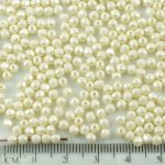 Round Faceted Fire Polished Czech Beads - Pastel Pearl White Light Cream - 3mm