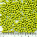 Round Faceted Fire Polished Czech Beads - Opaque Olivine Olive Green - 3mm
