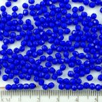 Round Faceted Fire Polished Czech Beads - Opaque Deep Midnight Blue Dark Cobalt - 3mm