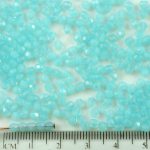 Round Faceted Fire Polished Czech Beads - Opal Aquamarine Blue Turquoise - 3mm