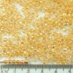 Round Faceted Fire Polished Czech Beads - Crystal Yellow Orange Luster - 3mm