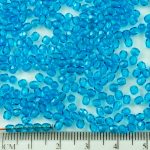 Round Faceted Fire Polished Czech Beads - Crystal Aquamarine Blue Clear - 3mm