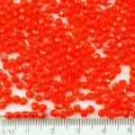 Round Faceted Fire Polished Czech Beads - Opal Red - 3mm
