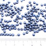 Round Faceted Fire Polished Czech Beads - Pastel Pearl Navy Blue - 3mm
