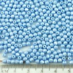 Round Faceted Fire Polished Czech Beads - Matte Pearl Sapphire Blue Cotton Candy - 3mm
