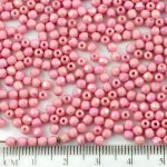 Round Faceted Fire Polished Czech Beads - White Alabaster Opal Pink Luster - 3mm
