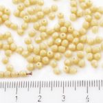 Round Faceted Fire Polished Czech Beads - Opaque Beige Brown Ivory - 3mm