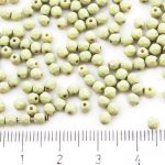 Round Faceted Fire Polished Czech Beads - Light Olivine Green Beige Silk Matte - 3mm