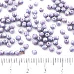 Round Faceted Fire Polished Czech Beads - Nebula Purple White Alabaster Opal - 3mm