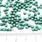 Round Faceted Fire Polished Czech Beads - Pastel Pearl Teal Green Turquoise - 3mm