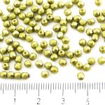 Round Faceted Fire Polished Czech Beads - Pearl Pastel Lime Green Khaki - 3mm