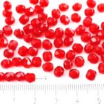 Round Faceted Fire Polished Czech Beads - Crystal Ruby Red - 5mm