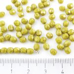 Round Faceted Fire Polished Czech Beads - Opaque Citrine Yellow Lemon Blue Terracotta - 4mm