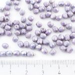 Round Faceted Fire Polished Czech Beads - Nebula Purple White Alabaster Opal - 4mm