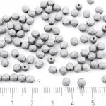 Round Faceted Fire Polished Czech Beads - Asphalt Gray Silk Matte - 4mm