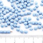 Round Faceted Fire Polished Czech Beads - Turquoise Blue Silk Matte - 4mm