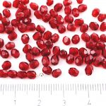 Round Faceted Fire Polished Czech Beads - Crystal Dark Ruby Red Clear - 4mm