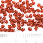 Round Faceted Fire Polished Czech Beads - Crystal Ruby Red Clear - 4mm
