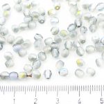 Round Faceted Fire Polished Czech Beads - Matte Crystal Blue Rainbow Frosted Sea Glass - 4mm