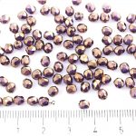 Round Faceted Fire Polished Czech Beads - Crystal Tanzanite Purple Metallic Bronze Luster - 4mm