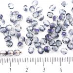 Round Faceted Fire Polished Czech Beads - Crystal Metallic Iris Purple Rainbow Half - 4mm