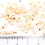 Round Faceted Fire Polished Czech Beads - Crystal Yellow Rainbow Clear - 4mm