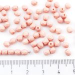 Round Faceted Fire Polished Czech Beads - Light Peach Pink Silk Matte - 4mm