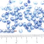 Round Faceted Fire Polished Czech Beads - Crystal Gray Blue Luster Clear - 4mm
