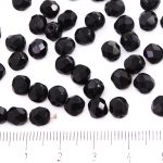 Round Faceted Fire Polished Czech Beads - Opaque Jet Black - 6mm