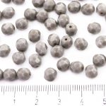 Round Faceted Fire Polished Czech Beads - Opaque Gray Grey - 6mm