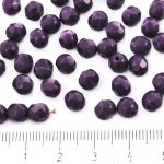 Round Faceted Fire Polished Czech Beads - Opaque Silky Purple Amethyst - 6mm