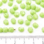 Round Faceted Fire Polished Czech Beads - Opaque Light Olive Olivine Green - 6mm