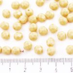 Round Faceted Fire Polished Czech Beads - Opaque Beige Brown Ivory - 6mm