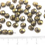 Round Faceted Fire Polished Czech Beads - Blue Opal Green Gold Purple Luster - 6mm