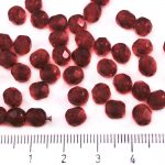 Round Faceted Fire Polished Czech Beads - Crystal Ruby Red Clear - 6mm
