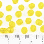 Round Faceted Fire Polished Czech Beads - Crystal Light Amber Yellow Clear - 6mm