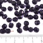 Round Faceted Fire Polished Czech Beads - Crystal Purple Dark Tanzanite - 6mm