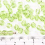 Round Faceted Fire Polished Czech Beads - Crystal Light Peridot Chrysolite Green Clear - 6mm